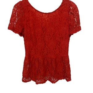 Women's Red Lace Top Blouse by WD.NY Sz M
